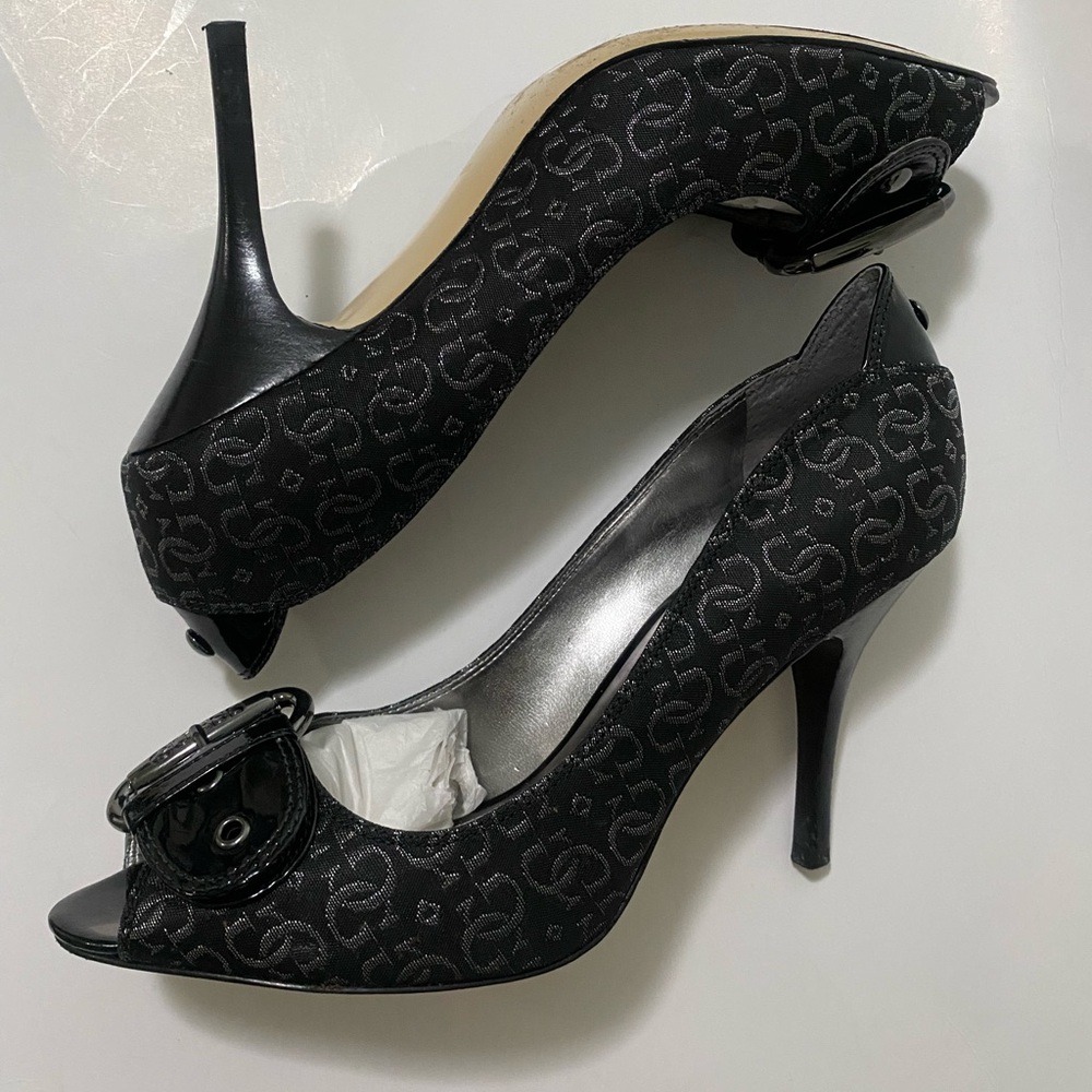 Guess Black Peep Toe Heels